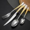 Cross 304 Stainless Steel Star Diamond Tableware Set: Steak Knife, Fork, Spoon, and Teaspoon for Home and Hotel Use