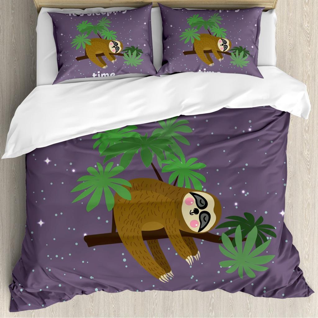 Sloth Starry Sky Duvet Set Three-Piece Children'S Room Decorative Bedding Set