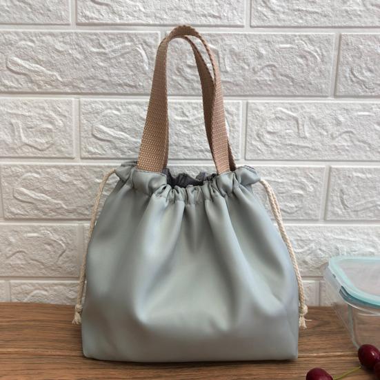 Portable Drawstring Lunch Bag with Handle Large Capacity Multipurpose Waterproof Bento Box Carrier Storage Bag