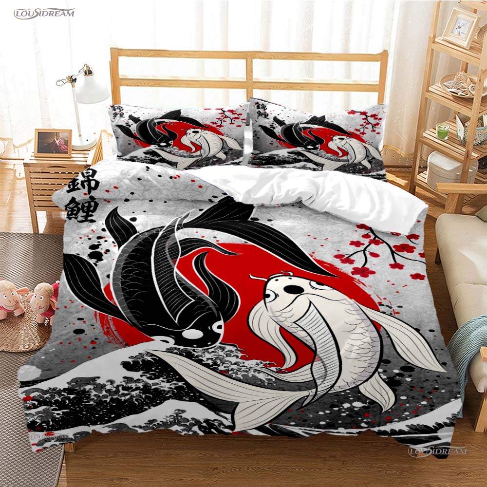 Comforter Yin Yang Koi Fish Casal All Season Duvet Luxury Bedding Set Soft And S Teen Single/Double/Queen/King