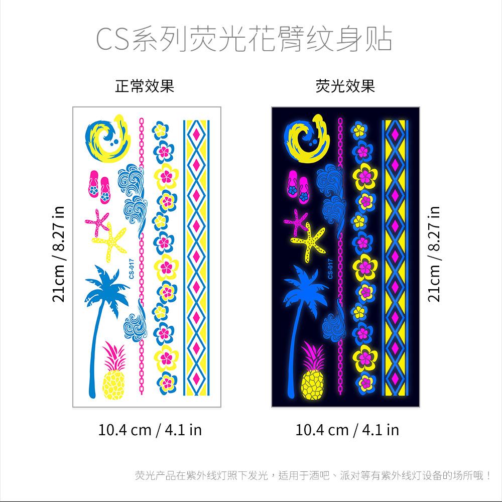 Hot Creative Fluorescent Flower Arm Tattoo Sticker Face Sticker Waterproof Music Festival Arm Tattoo Sticker