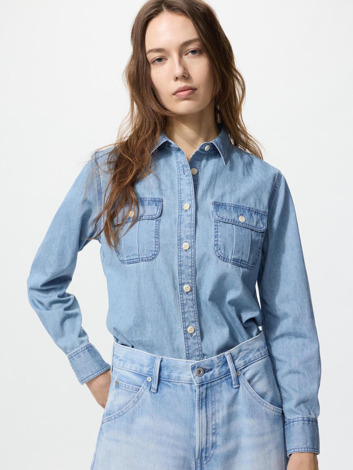 

Uniqlo Джинсовая рабочая рубашка с длинным рукавом 62 BLUE/WOMEN XL