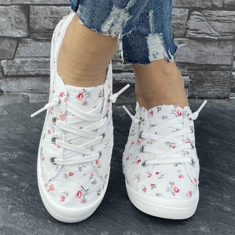 Women'S Floral Sneakers, Fashion Low-Top Casual Sports Shoes, Versatile for All Seasons Lightweight And Comfortable