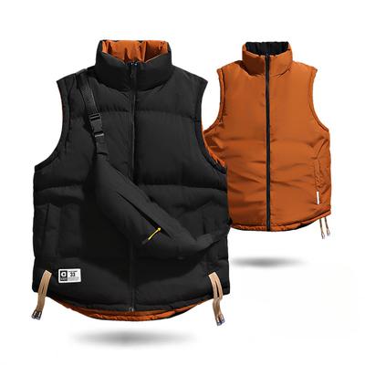 Reversible Men's Vest Down Cotton Vest Men's Winter Warm Casual Thickened Large Size Green Vest Jacket