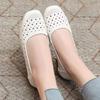 Women's Leather Hollow Out Low Heel Shoes Summer New Square Toe Shallow Slip On Cave Shoes Breathable Lightweight Commuter Shoe
