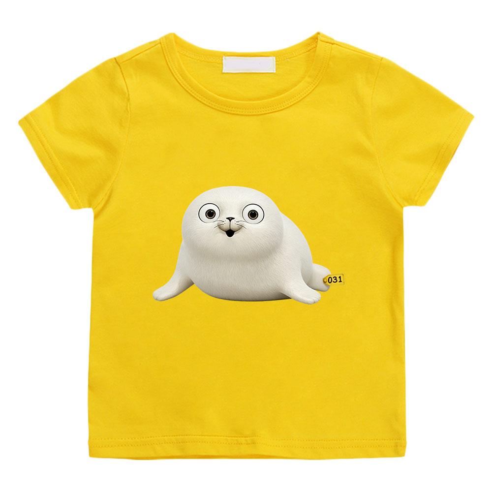 100% Cotton Sealook Cartoon Print Children's T-shirt Cute Manga Kids Tops Sports Breathable O-neck Tees Toddler Summer Anime T-shirt Funny T-shirt