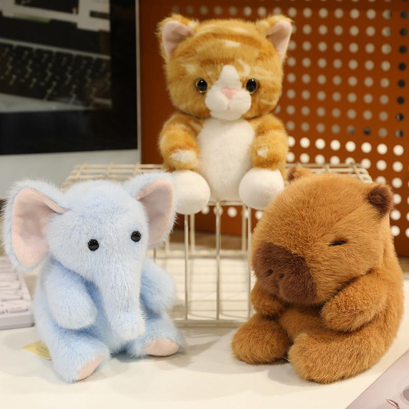 13cm Kawaii Dog Capybara Elephant Rabbit Tortoise Panda Cat Plush Doll Home Table Decoration Christmas Birthday Gifts