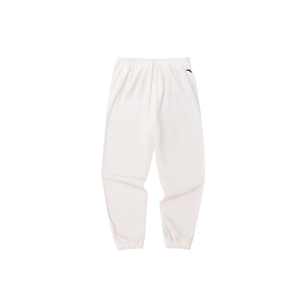 Anta Basketball Series Solid Color Mid Waist Cuffed Fleece Knitted Sports Pants Unisex Pants Duck-Down-White 952341302-1