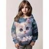 Kids Clothes Girl Hoodies Long Sleeve Cute 3D Cat Print Children Spring Fall Clothes Casual Cartoon Outdoor Girl Clothes Tops