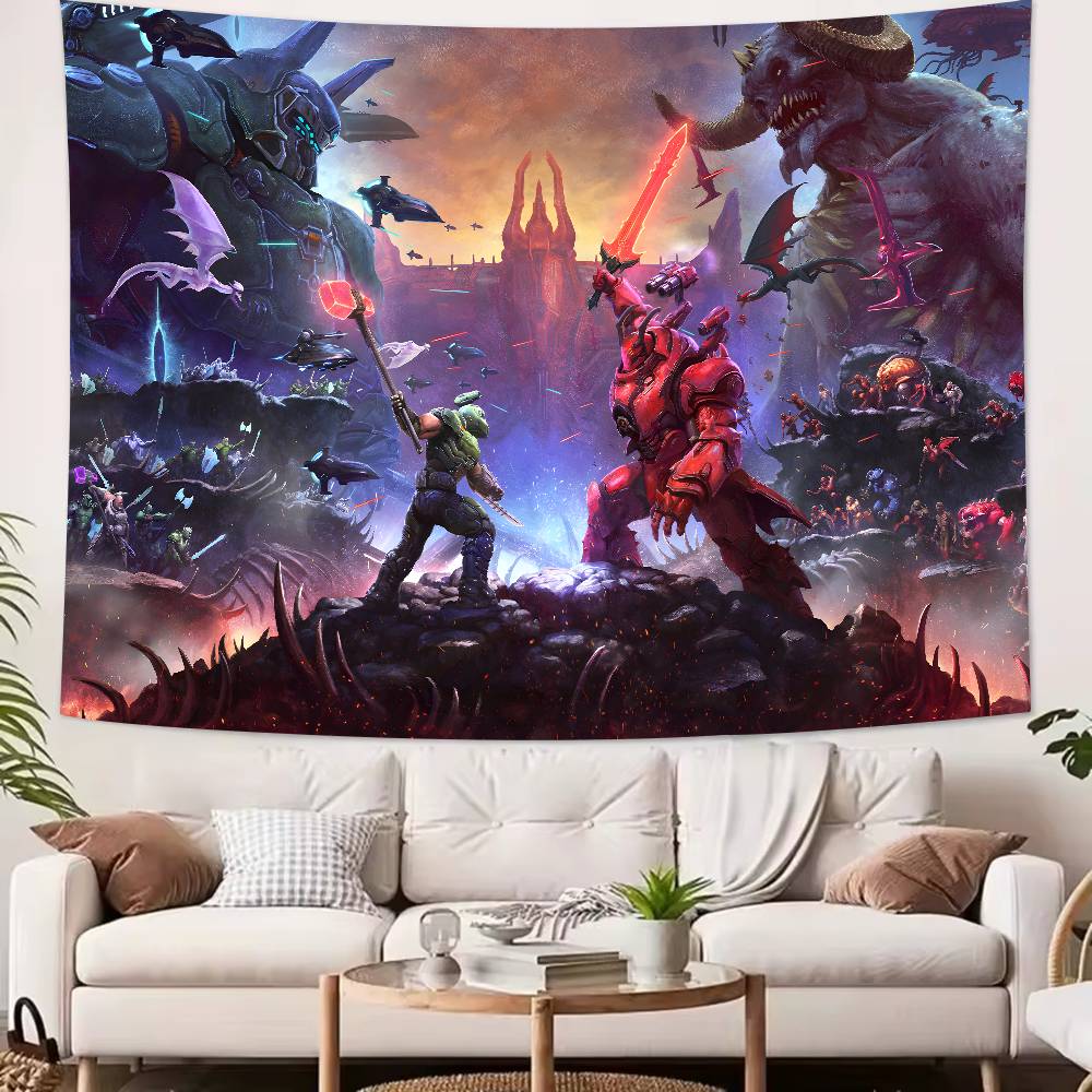 Large Cool FPS Video DDoomS Gaming Tapestry Popular Room Decoration Wall Tapestry Art Room Home Decor Wall Art Decor