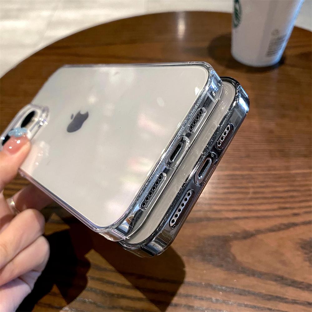 Luxury Transparent Hard Plastic PC Case For iPhone 16 15 14 13 12 Mini 11 Pro Max X XR XS 7 8 Plus Shockpoof Crystal Clear Cover