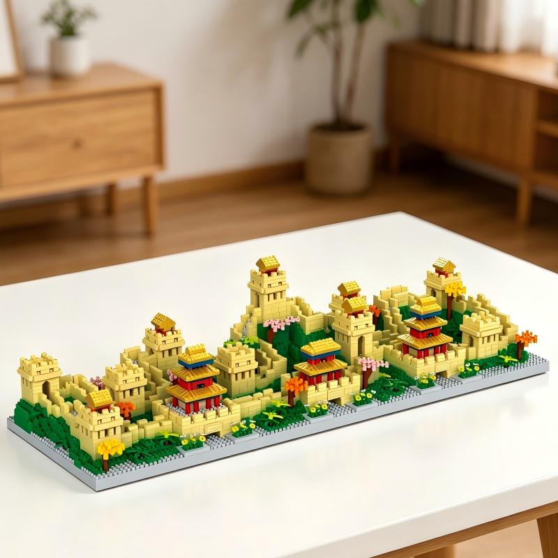Great Wall Micro Building Blocks, Chinese Ancient City Wall Landmark Model, Desktop Decor Collectible Ornament