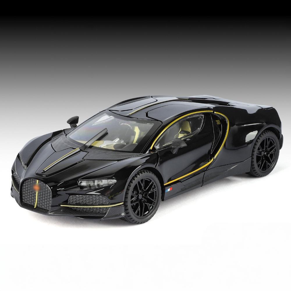 

1:24 Bugatti Tourbillon Supercar Alloy Diecast Metal Model Car Collection Sound And Light Pull Back Children Toy Car Miniatures чёрный