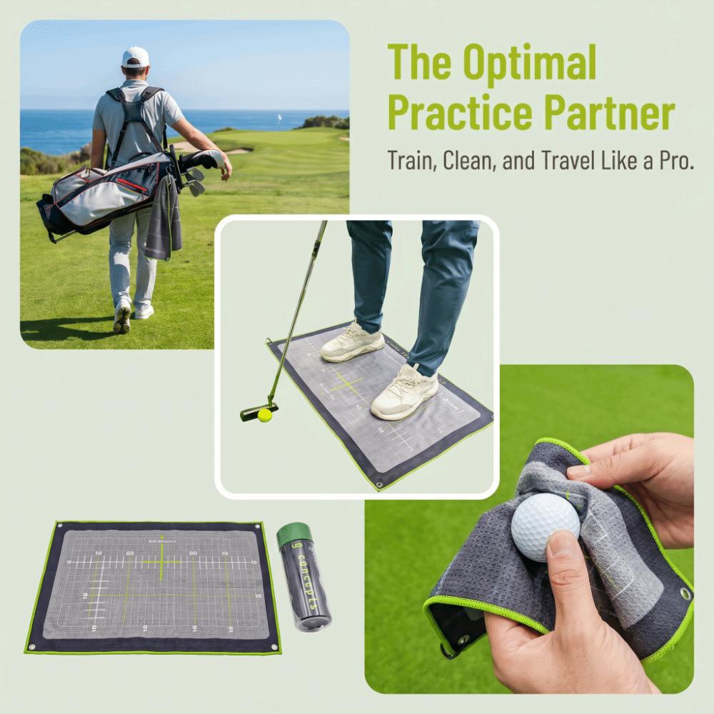 Foldable Putting Practice Mat Microfiber Golf Club Towel Golf Practice Aid Indoor Outdoor Practice