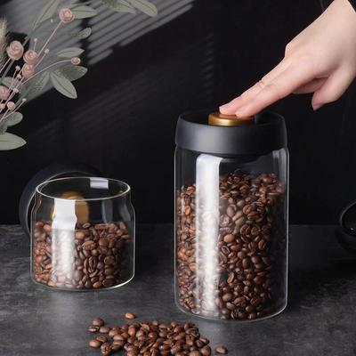 Coffee Can Manual Vacuum Moisture-proof Storage Jar Kitchen High Borosilicate Glass Tea Jar Coffee Bean Storage Sealed Jar