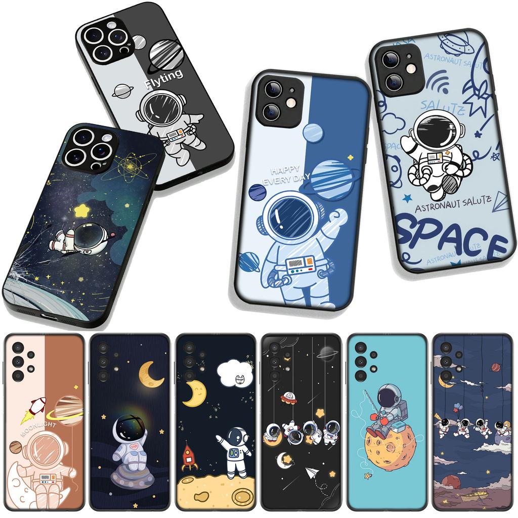 Art Astronaut Moon Sky Phone Cover Case for Apple iPhone 16 15 14 Plus 13 12 Mini 17 Pro Max + ProMax 16E Air 16+ Casing