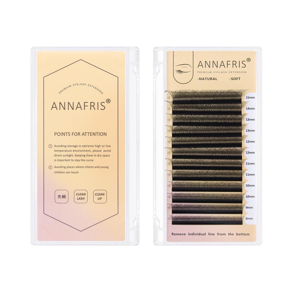 ANNAFRIS 7D W Shape Vipper Pre-laget vifter Øyenvippeforlengelse Naturlig myk 7D W Flower Eyelash