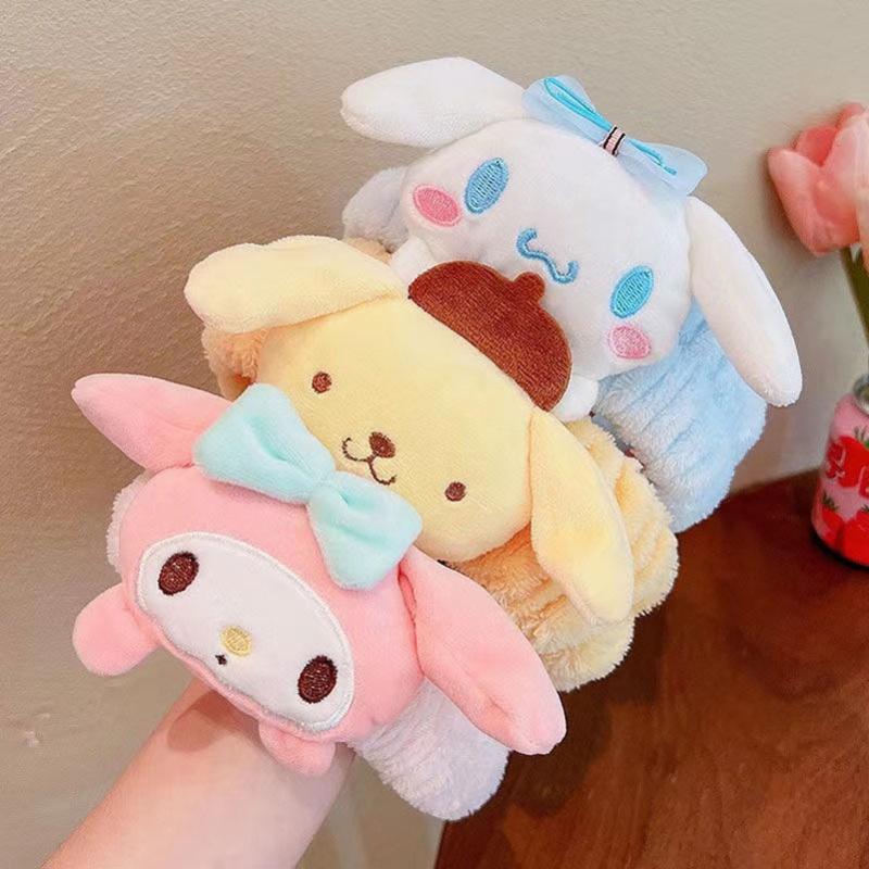 Kawaii Cute Hairband Kuromi Melody Cinnamoroll Plush Headband Washing Makeup Hair Straps Sweet Non Slip Soft Material Gifts