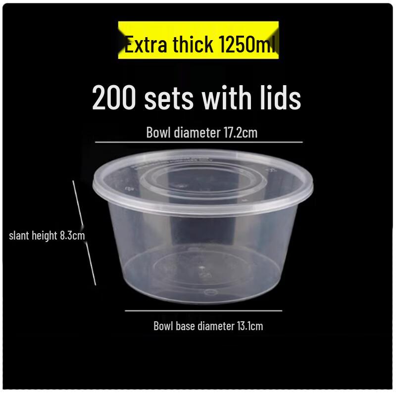 Disposable Round Plastic Lunch Box with Lid