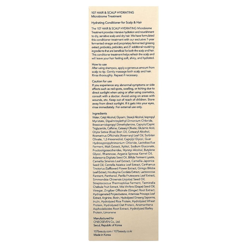 107 Beauty, Hair & Scalp Hydrating Microbiome Treatment, 180 Ml (6.08 Fl Oz)