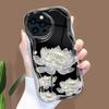 Kreslený vzor krémová textura pouzdro vlnitý okraj měkký silikonový kryt pouzdro na telefon pro iPhone Samsung Huawei Honor Xiaomi Redmi Infinix Tecno