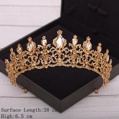 Corona Nuziale Accessori per Capelli Matrimonio d'Oro Strass di Cristallo Tiara e Corone da Sposa Accessorio per Capelli Diadema Ornamento per Capelli