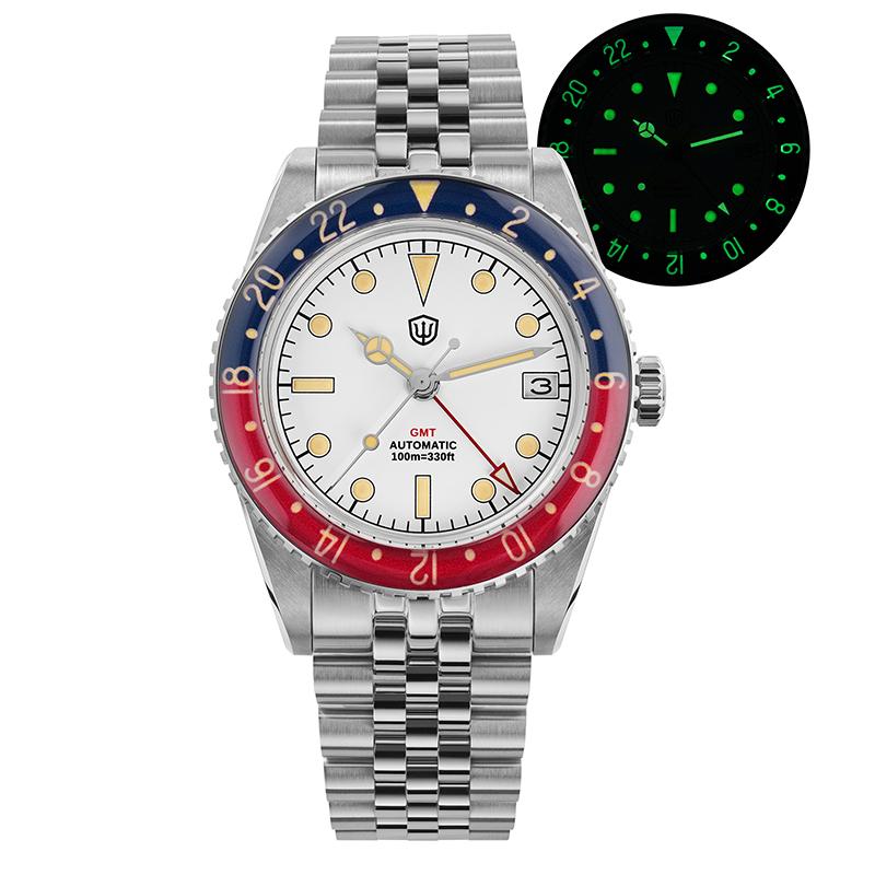 Watchdive WD6542 Luxury Watch NH34 Mechanical Movement Bubble Ball Sapphire Crystal BGW9 Night Light 10Bar Waterproof 38mm GMT