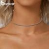 BAMOER White Gold Plated Necklace for Women, 925 Sterling Silver Snake Chain Necklace Dainty Chunky Woven Necklace