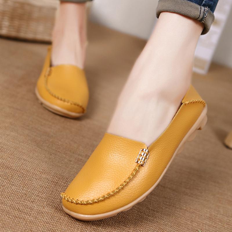 Модная женская обувь Большие размеры Плоские туфли Женские лоферы из натуральной кожи — фото 5