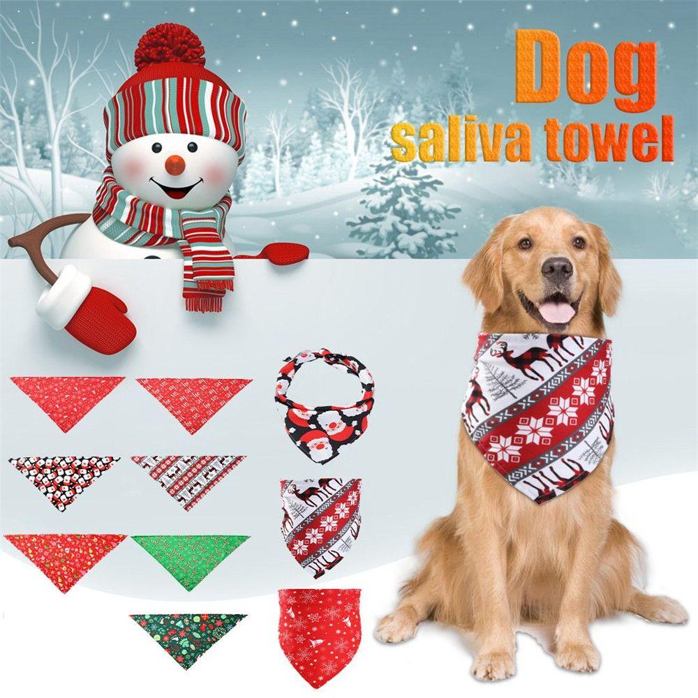 Nya Husdjurskostymtillbehör Tryckta haklappar Husdjursbandana Triangulär halsduk Hundkatt Halsband