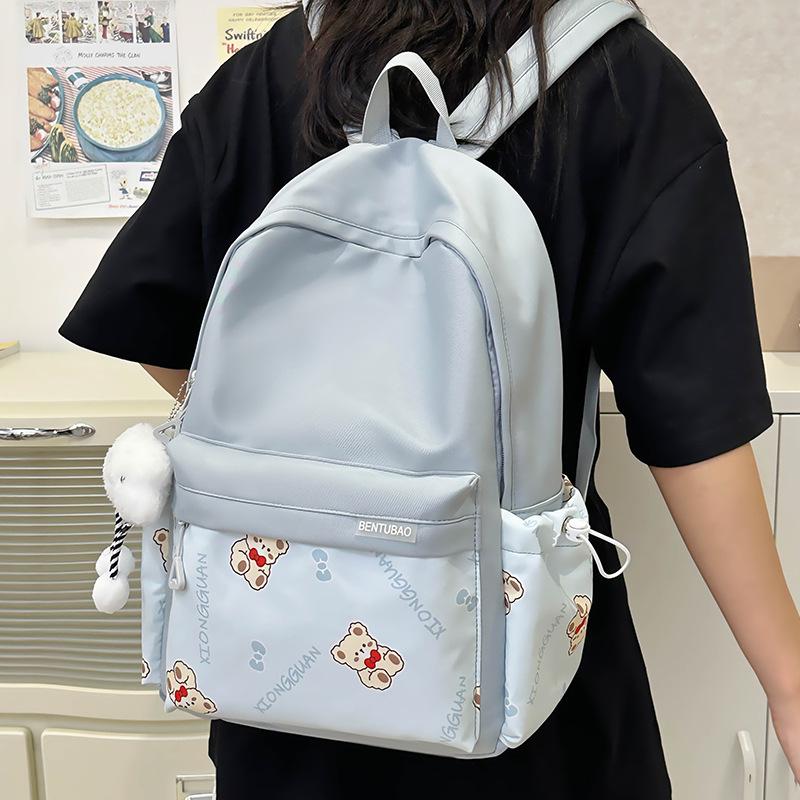 

Mori Style Cartoon Backpack: Cute, Lightweight, Large Capacity for Elementary & Middle School Students Without Pendant синій