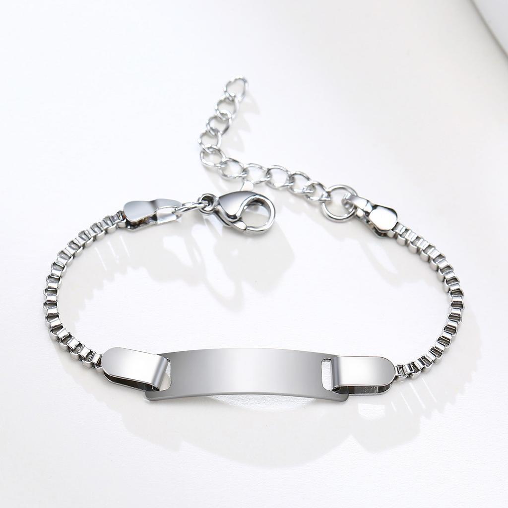 Personalisierter Edelstahl Schmuck Individuell Personalisierter Name ID Armband Mädchen Junge Neugeborene Kinder Geschenke Panzerkette Glied