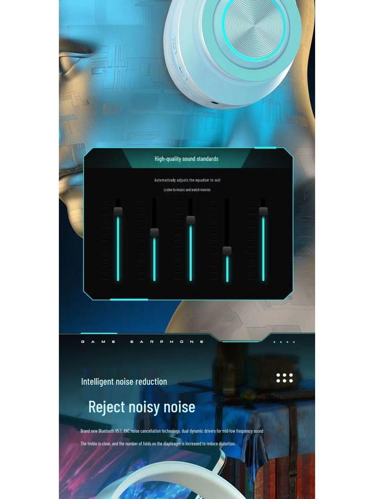 B39 LED Bluetooth Over-Ear Wireless Stereo Headset with Card Slot