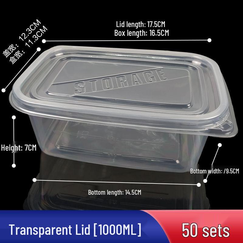 280ml Rectangular Transparent Plastic Salad Box with Lid for Fresh-Keeping and Takeaway