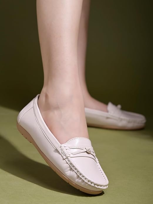 Shoetopia Women's Loafers Slip-On Comfortable Casual Flats | Soft Sole Driving Shoes with Metal Buckle | Lightweight Daily Footwear Moccasins