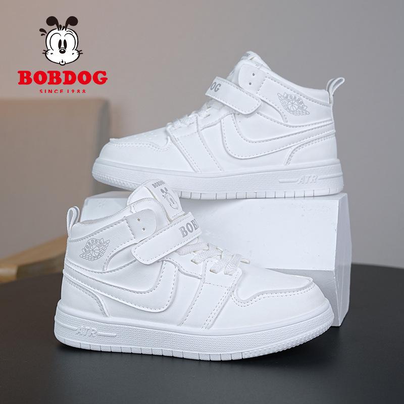 2025 New Girls' High-Top Leather AJ Sneakers: Autumn/Winter Cotton Shoes for Middle-Aged Children