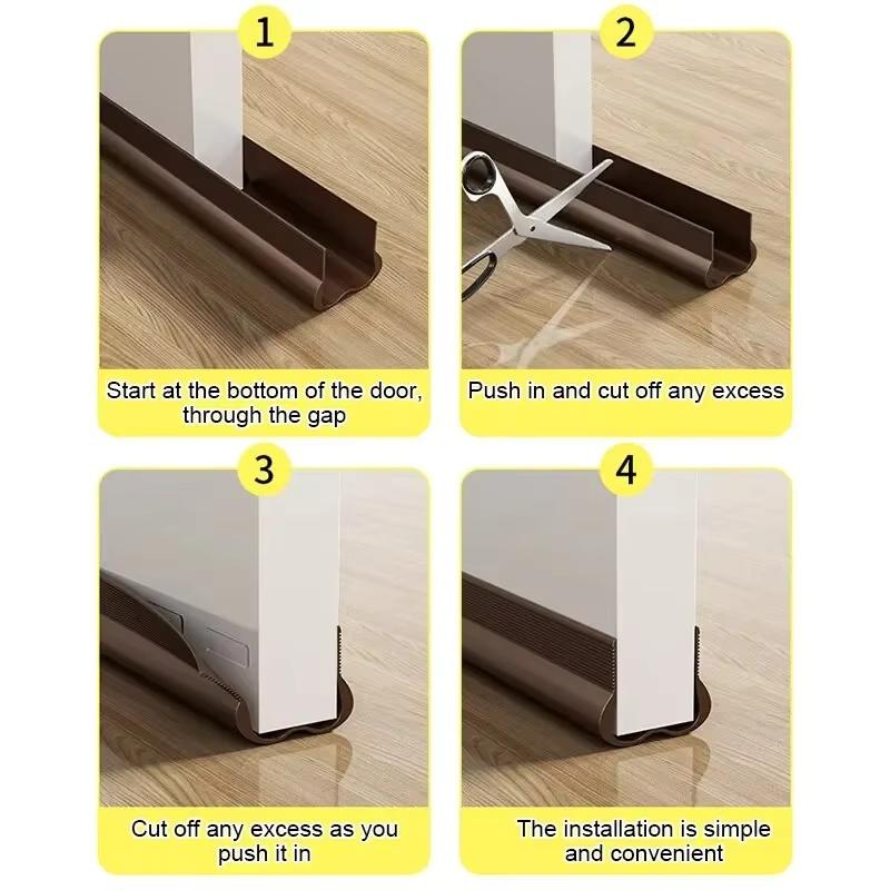1pc 93cm/36.61in Soundproof Door Bottom Sealing Strip Insect Prevention Self-adhesive Draught Excluder Home Weather Stripping