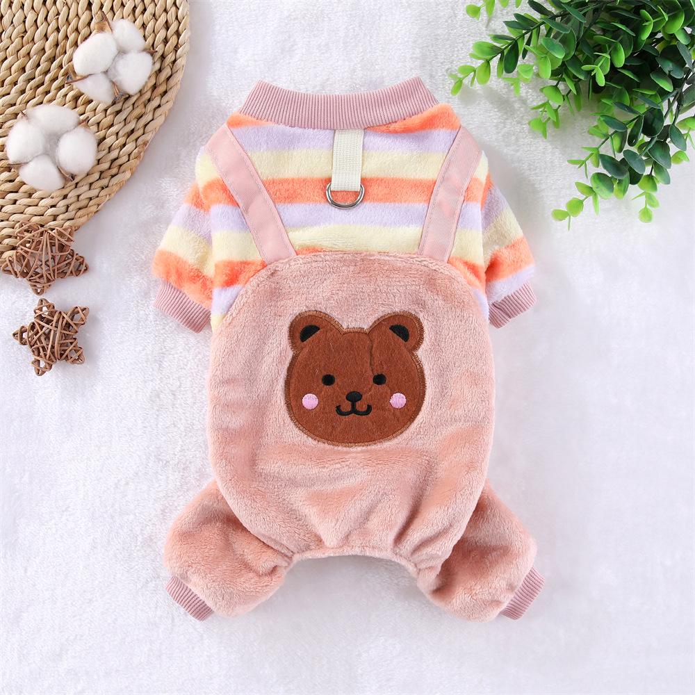 Pet Warmth Flannel Four-Legged Autumn/Winter Leashable Outfit for Dogs & Cats
