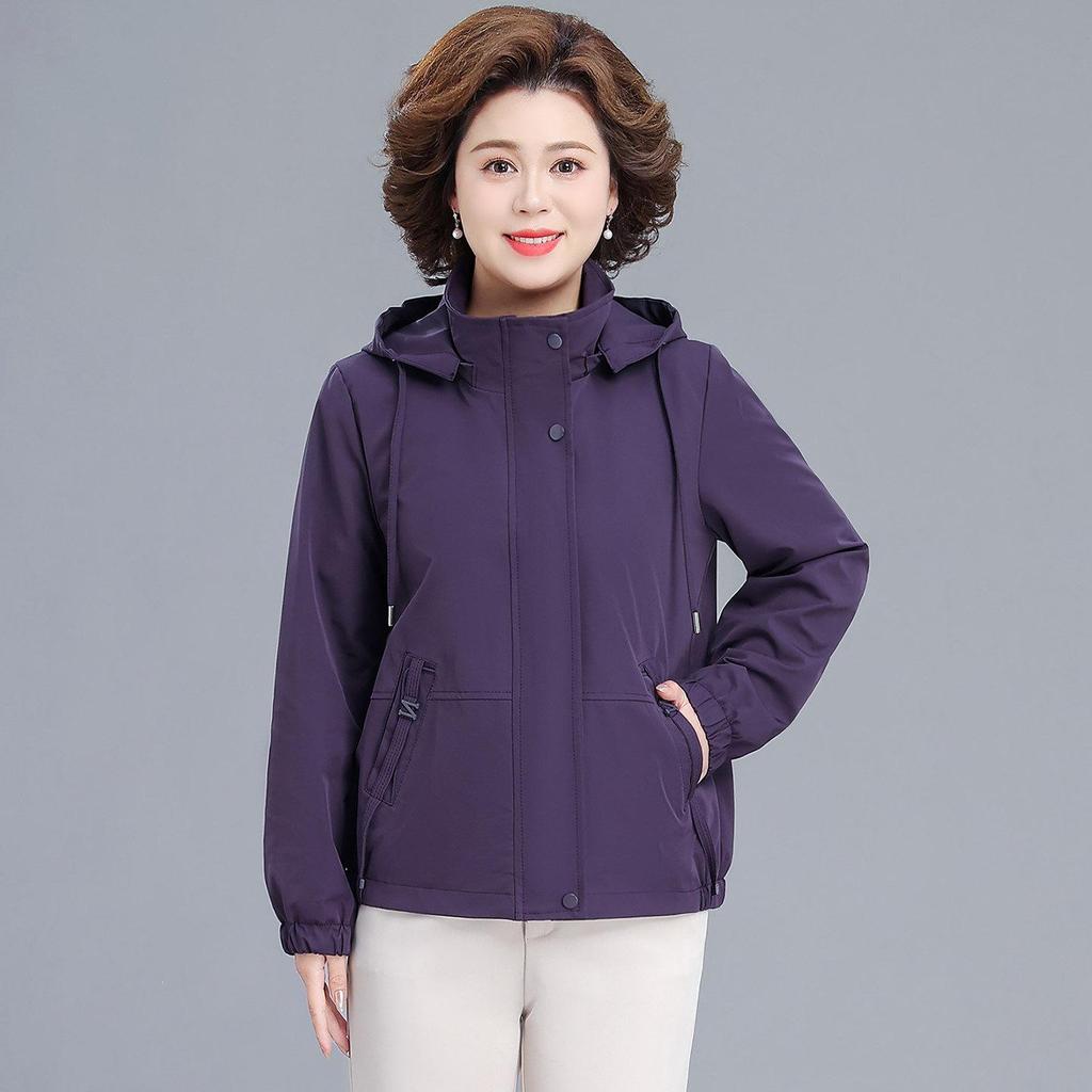 2026 Stylish Plus-Size Spring/Autumn Windbreaker for Middle-Aged and Elderly Women
