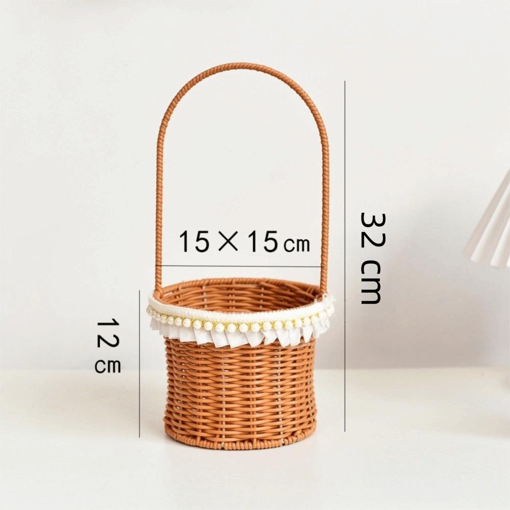 4 Styles Rattan Flower Basket Decorative Picnic Weaving Basket Wedding