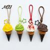 Ice Cream Cone Keychain Pendant, Bag Charm with Braided Lanyard, Backpacks Hanging Accessory Lightweight