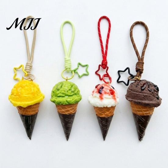 Ice Cream Cone Keychain Pendant, Bag Charm with Braided Lanyard, Backpacks Hanging Accessory Lightweight