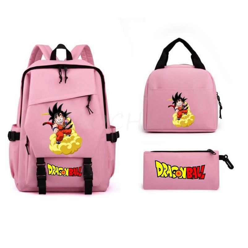 Dragon Ball Peripheral Cartoon Printed Backpack 3PCS Set Student School Bag Shoulder Bag Pencil Case Set