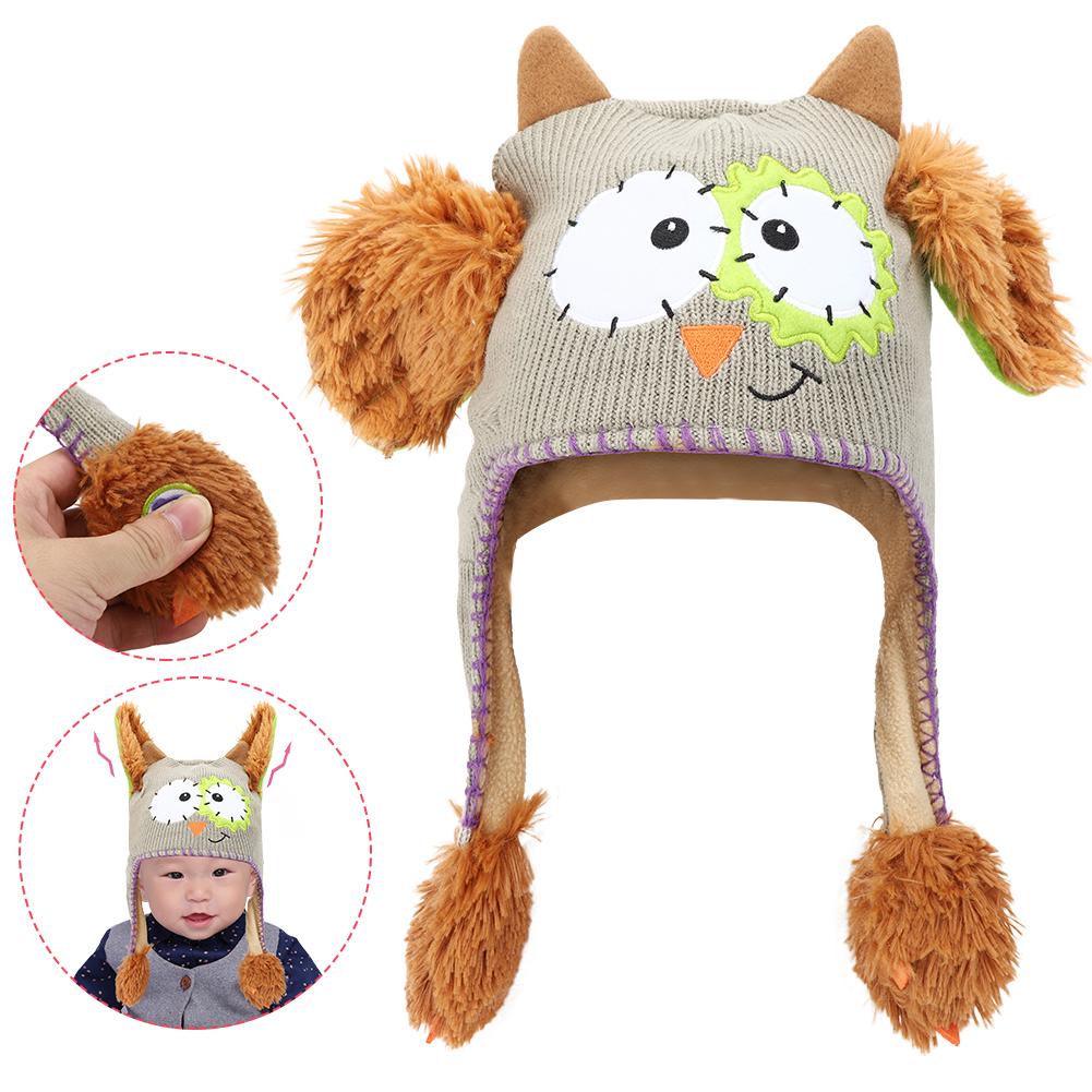 Knitting Wool Cute Hat Moving Ears Story Telling Funny Toy Cap for Children BabyGray
