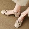 Elegant Women's Sandals Summer Shoe Close Toe Casual Medium Heels Party Shoes Designer Cut-outs Comfortable Flip Flops For Girls