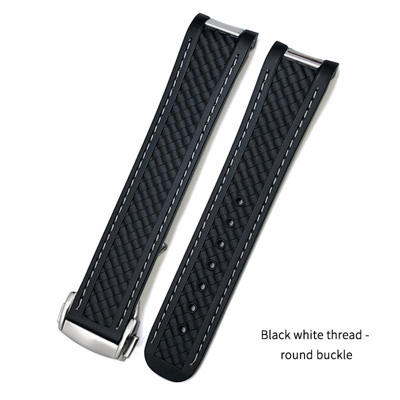 New Curved End Soft Watchband for Omega Aqua Terra 150 18mm 19mm 20mm Black Green Yellow Colorful Rubber Silicone Watch Strap