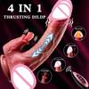 4 in 1 Thrusting Dildo Vibrator Remote Control Heating Tongue Licking Clitoris G-Spot Dick Sex Toys Vagina Adult Female Sex Shop