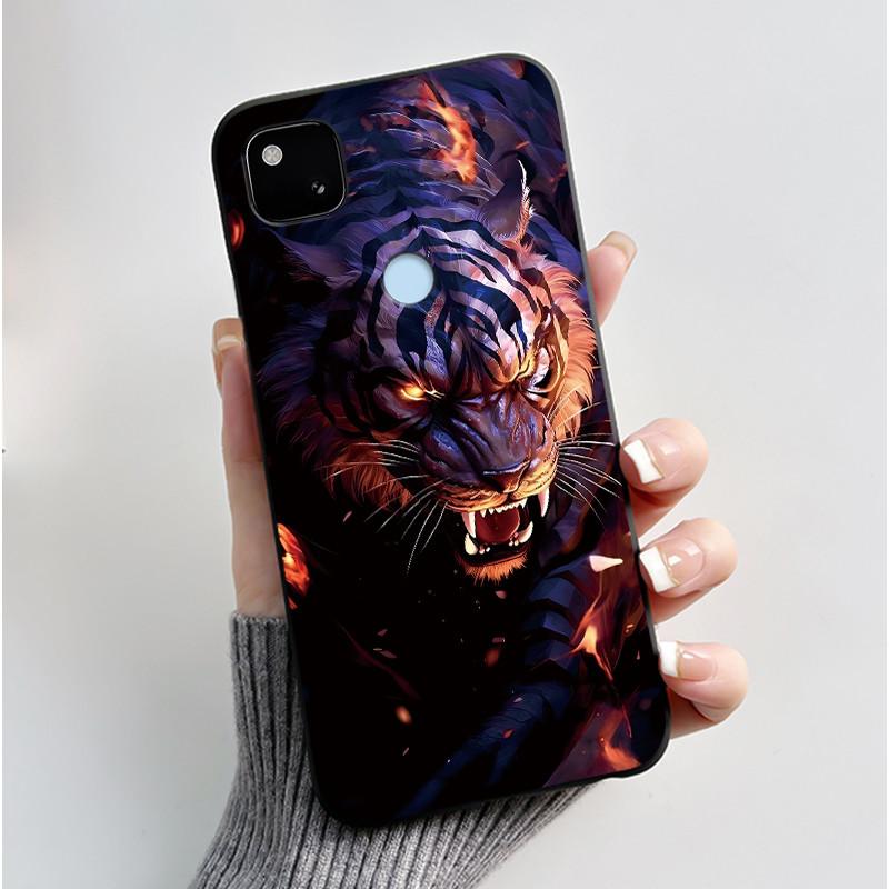 For Google Pixel 4a 4G Case Luxury Cute Love Rabbit Funny Soft Black Matte TPU Silicone Back Protective Cover Slim Thin Casing