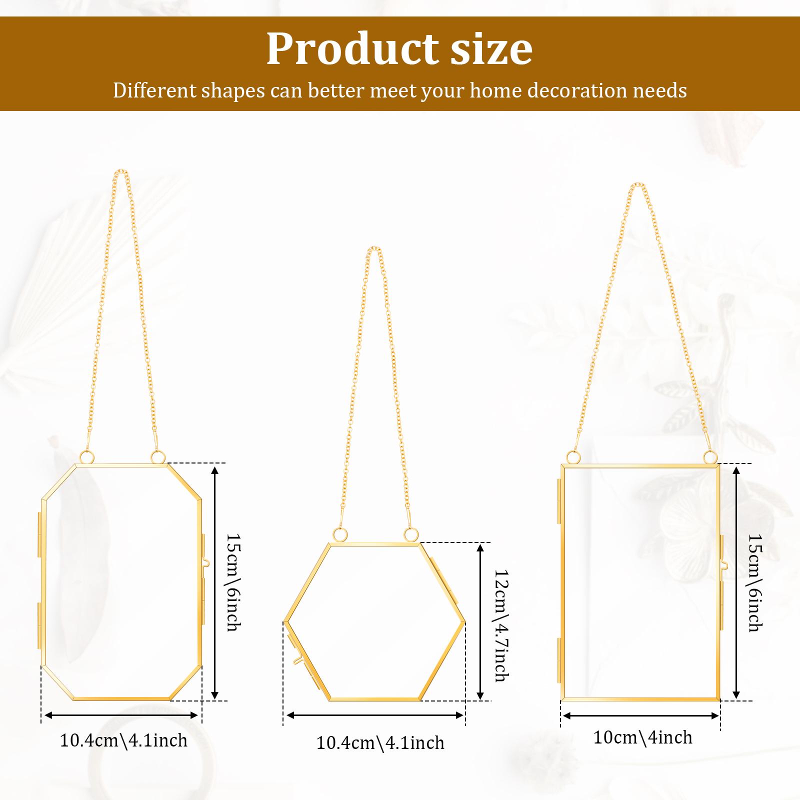 

3Pcs Pressed Flowers Frames Metal Photo Frame ransparent Surface Folding Picture Frame Creative Dried Flower Display Decoration