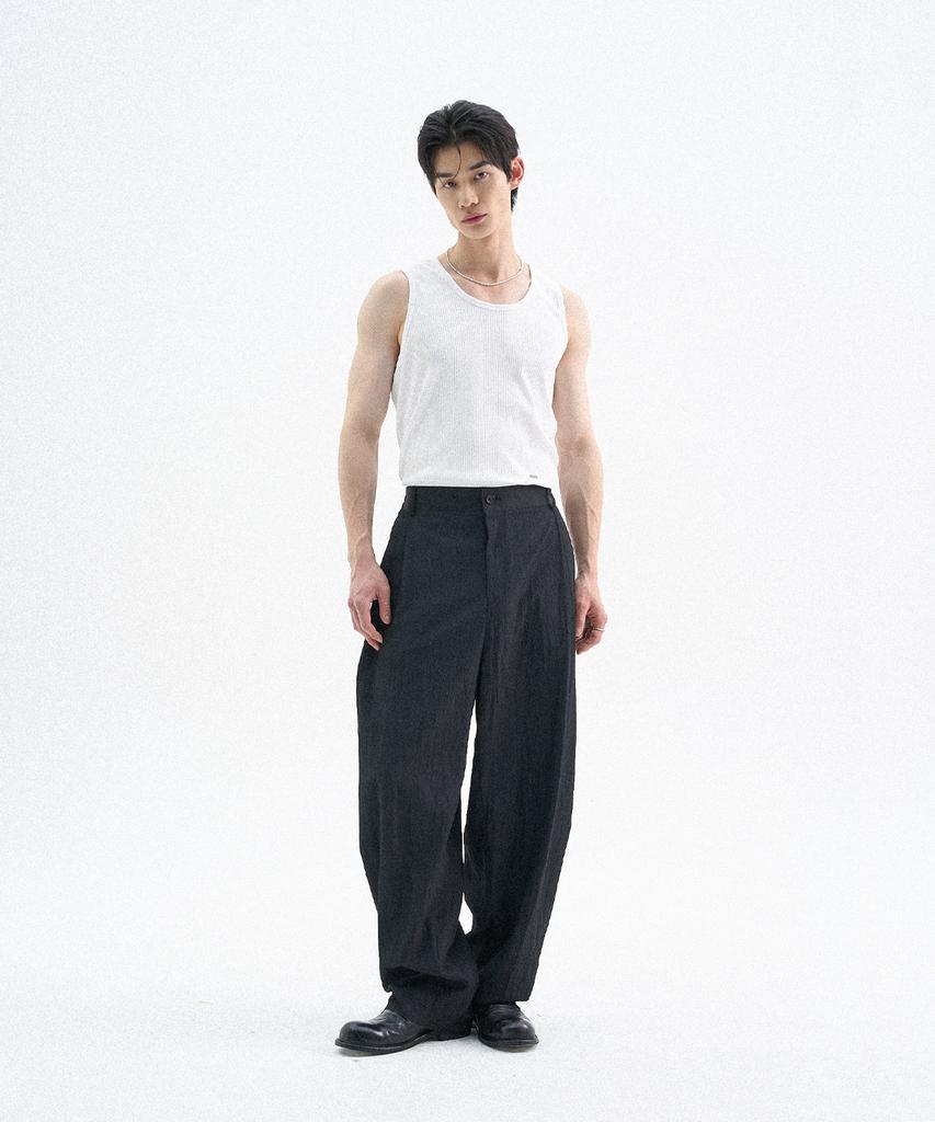 TRIP LE SENS Ss Air Flow Side Double-Pleated Pants_Black